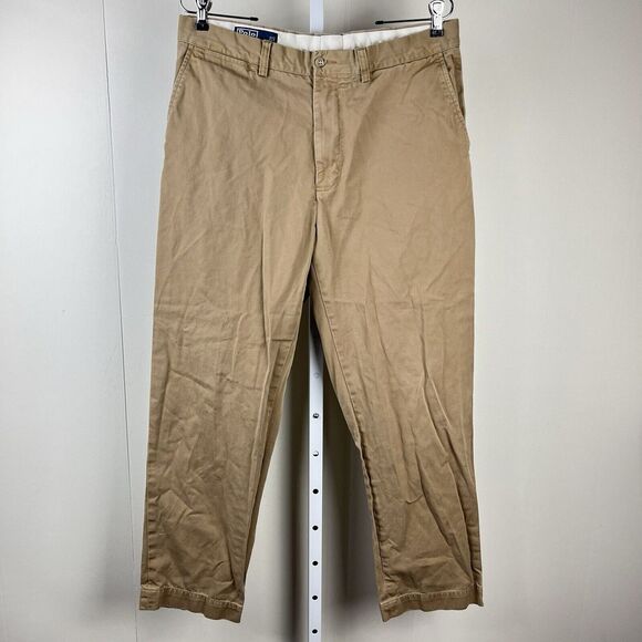 Polo Ralph Lauren Prospect Pants Mens 34x30 Tan Chino Khaki Flat Front‎ Classic - Picture 1 of 8